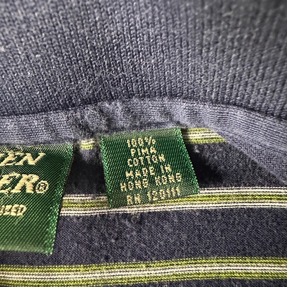 Vtg Amen Corner Masters Augusta Golf Polo Shirt Mens L Blue Green Stripe Cotton - Picture 4 of 8